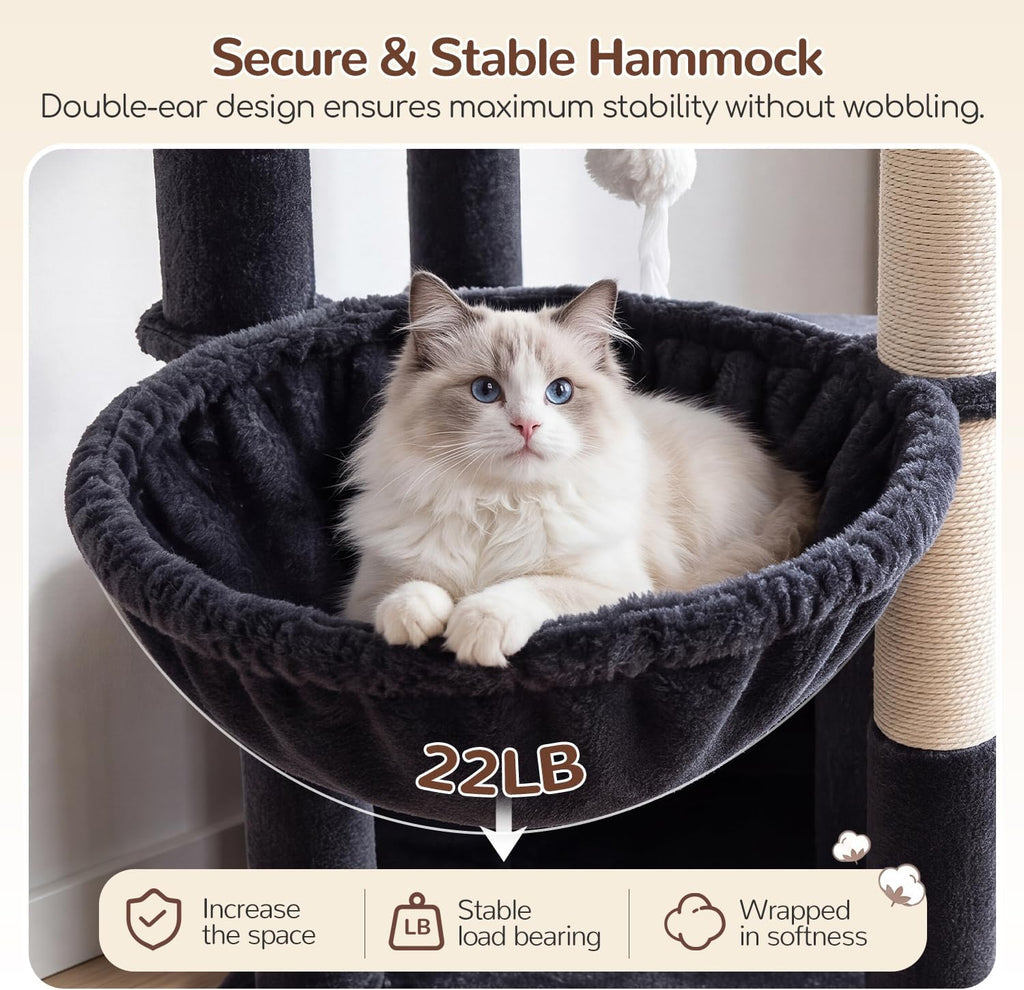 Globlazer Cat Tree Tower 2 Condo Kitten Scratching Post, F54, Dark Grey