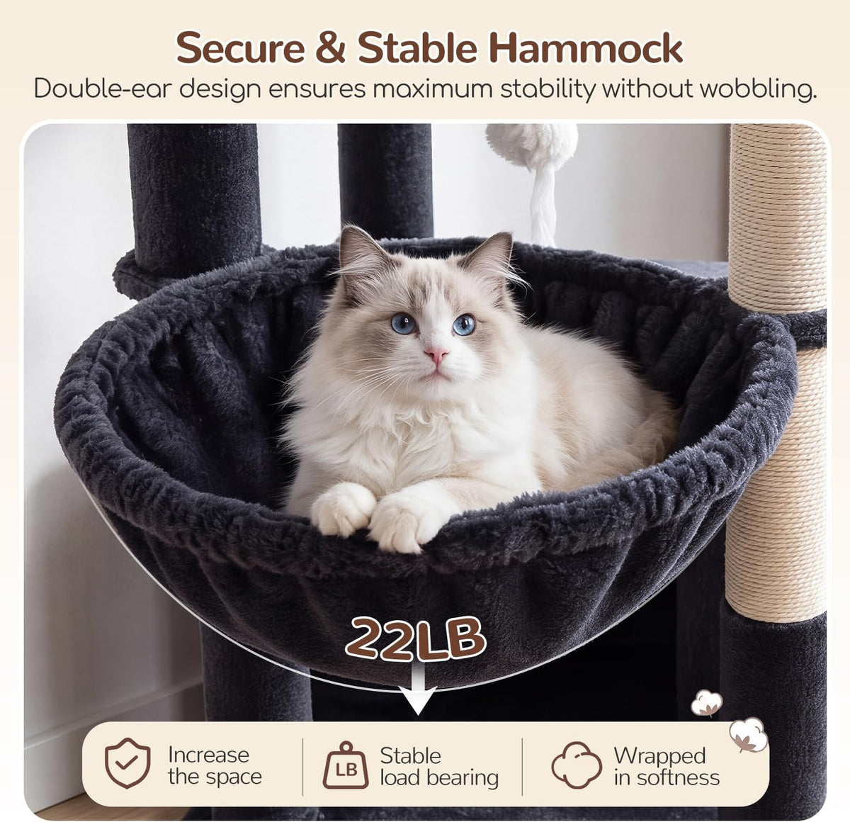 Globlazer Cat Tree Tower 2 Condo Kitten Scratching Post, F54, Dark Grey