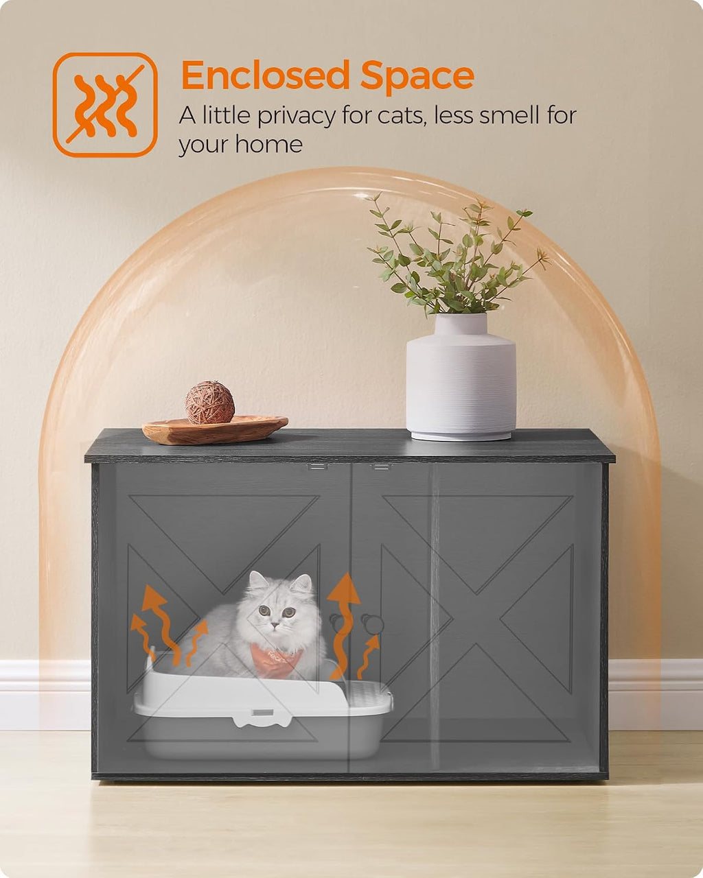 Feandrea Cat Litter Box Enclosure, End Table, 31.5 x 20.9 x 19.7 Inches