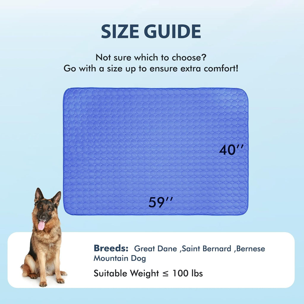 MICROCOSMOS Summer Cooling Mat & Sleeping Pad- Water Absorption Top, Materials Safe, Easy Carry, EZ Clean. Keep Cooling for Pets, Kids and Adults.(Navy Blue, 59" x 40")