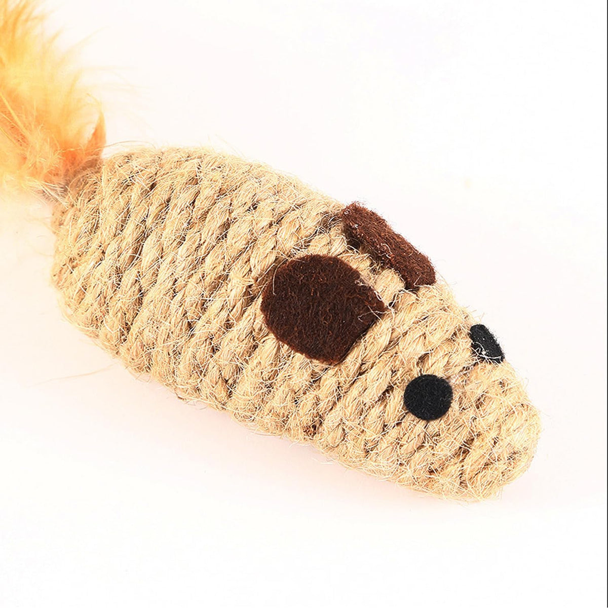 3 Pack Cat Mouse Toys with Feather Tail Rattling Noise Sound Natural Sisal Cat Toys Teeth Cleaning Dental Chew Toys Interactive Cat Mice Toy Mice Cat Toys for Indoor Cats Kittens Puppies