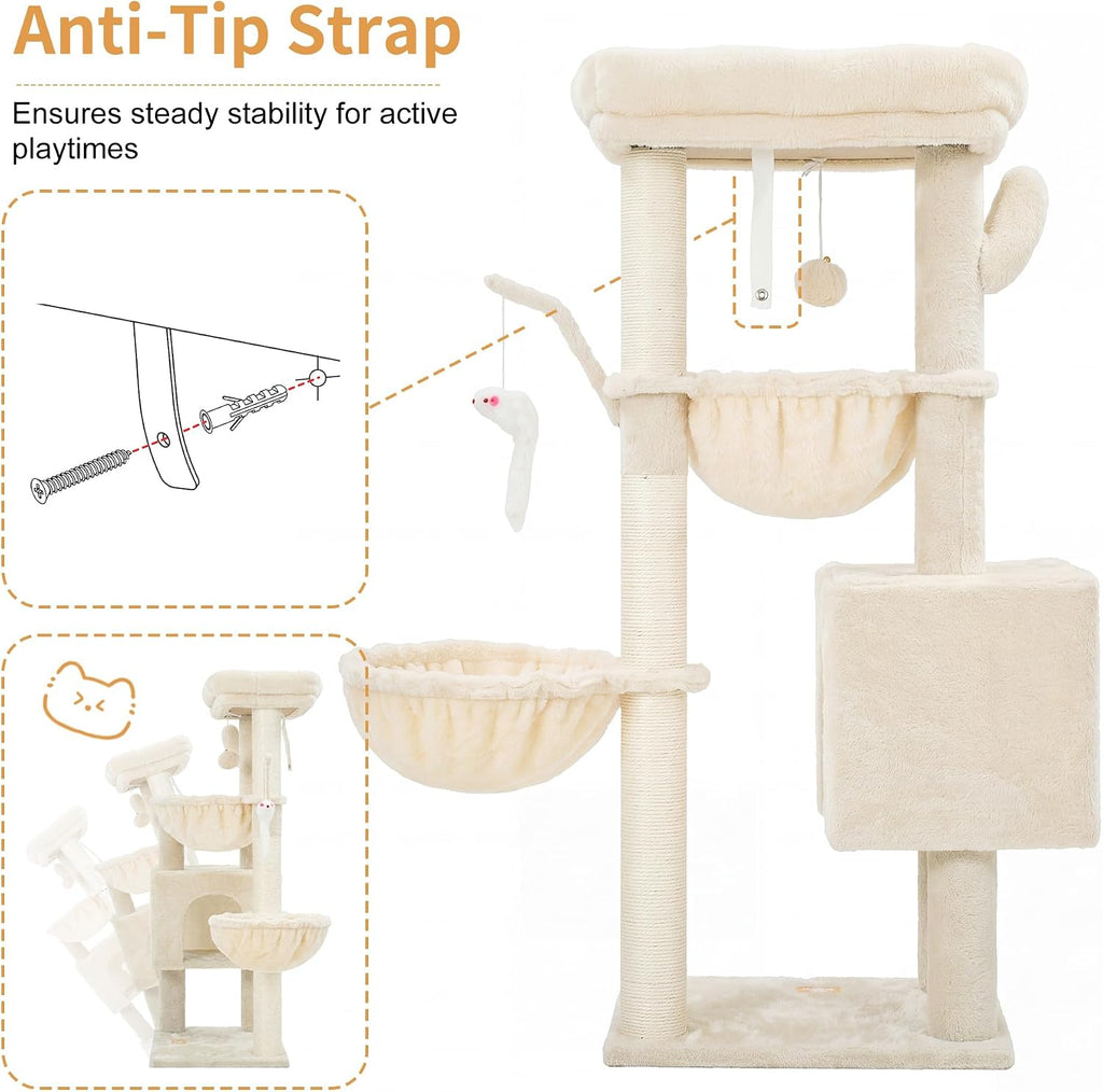 Heybly Cat Tree, 39" Tower with All-Sisal Wrapped Scratching Post HCT006SM