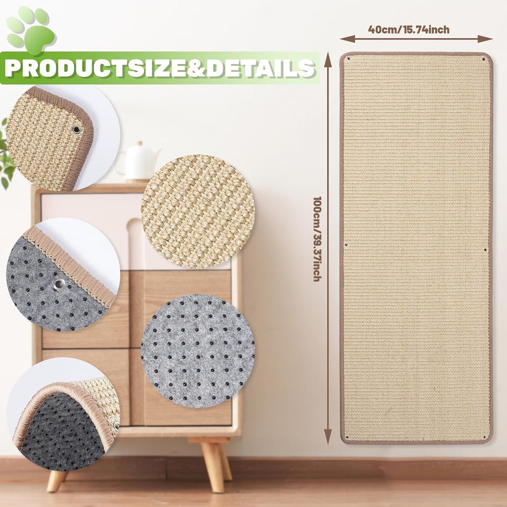 Uranshin Natural Sisal Cat Wall Climbing Carpet, Wall Scratcher Mat Pad