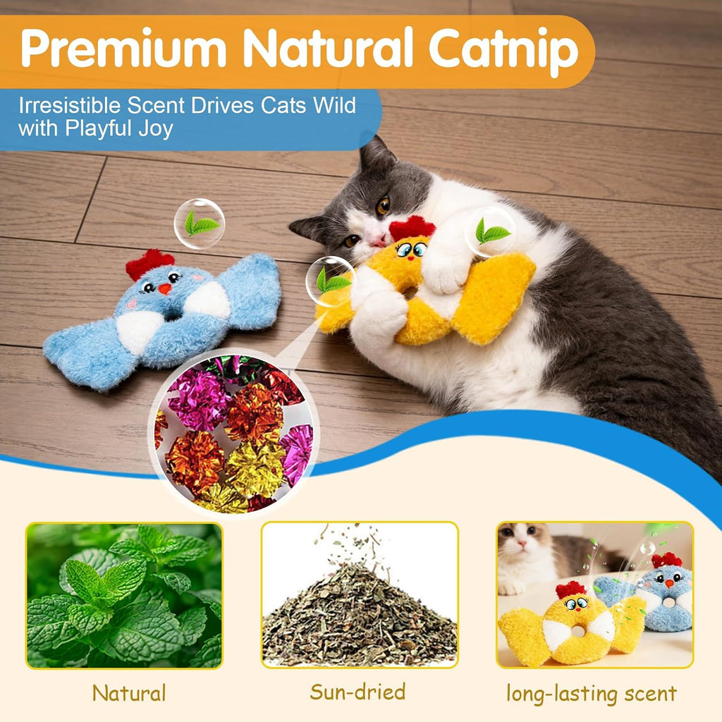 ETEKYER Catnip Toys Bird, Cat Toys for Indoor Cats, 3 Pack, 8.66 Inches | Crinkle Sound, Interactive Fun, Soft and Durable, Safe Kitten Chew Kitty Kicker Teeth Cleaning