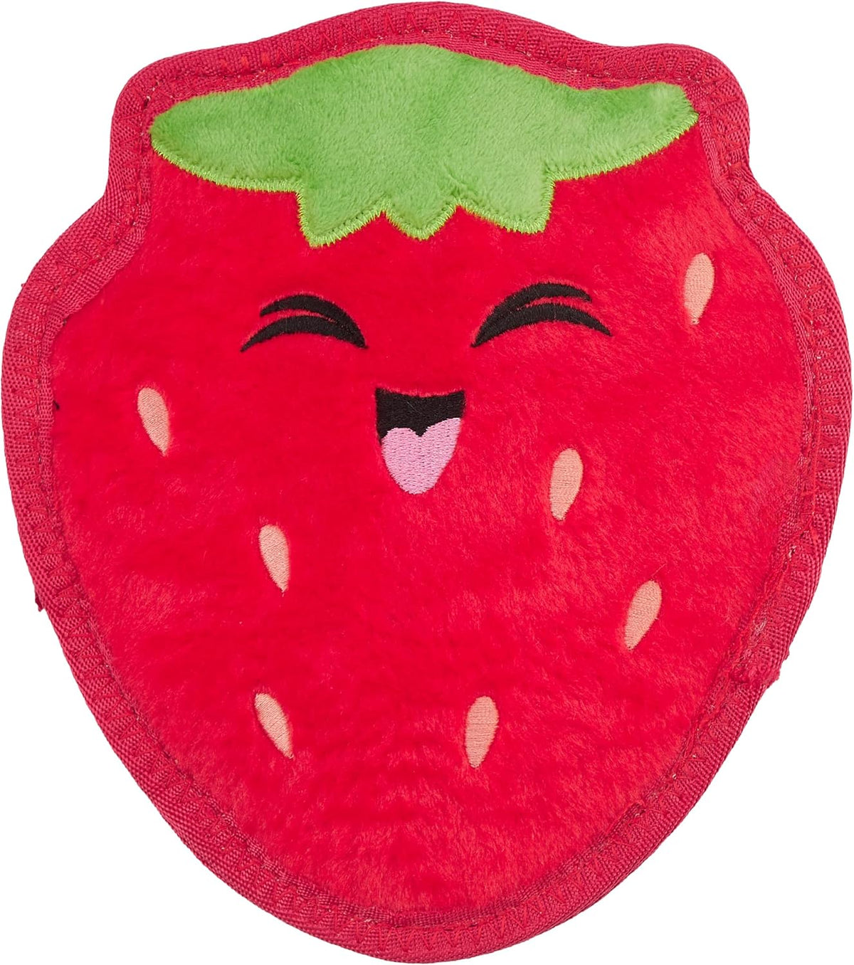 Outward Hound Tough Skinz Durable Chew Squeaky Dog Toy, Strawberry, 7.9" | 4 Tough Layers, Triple Stitched Seams, No Stuffing, Less Mess, Jumbo Squeaker, Fetch & Toss, Tough Chewers, Dogs & Puppies