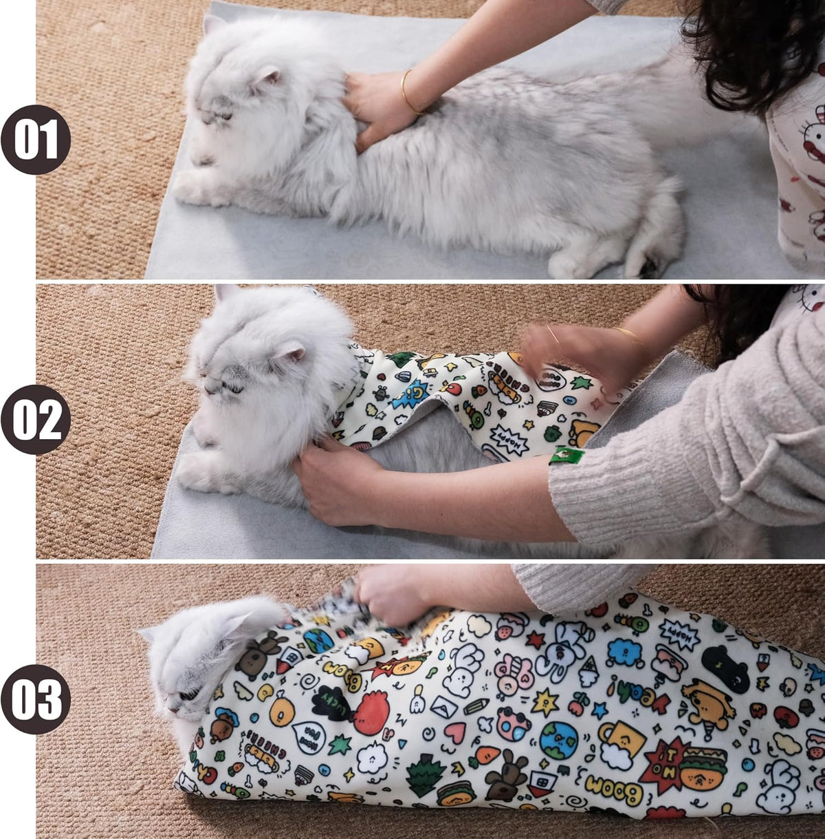 27.6" Cat Grooming Wrap Cat Wrap for Cutting Nails L(Within 15lbs)