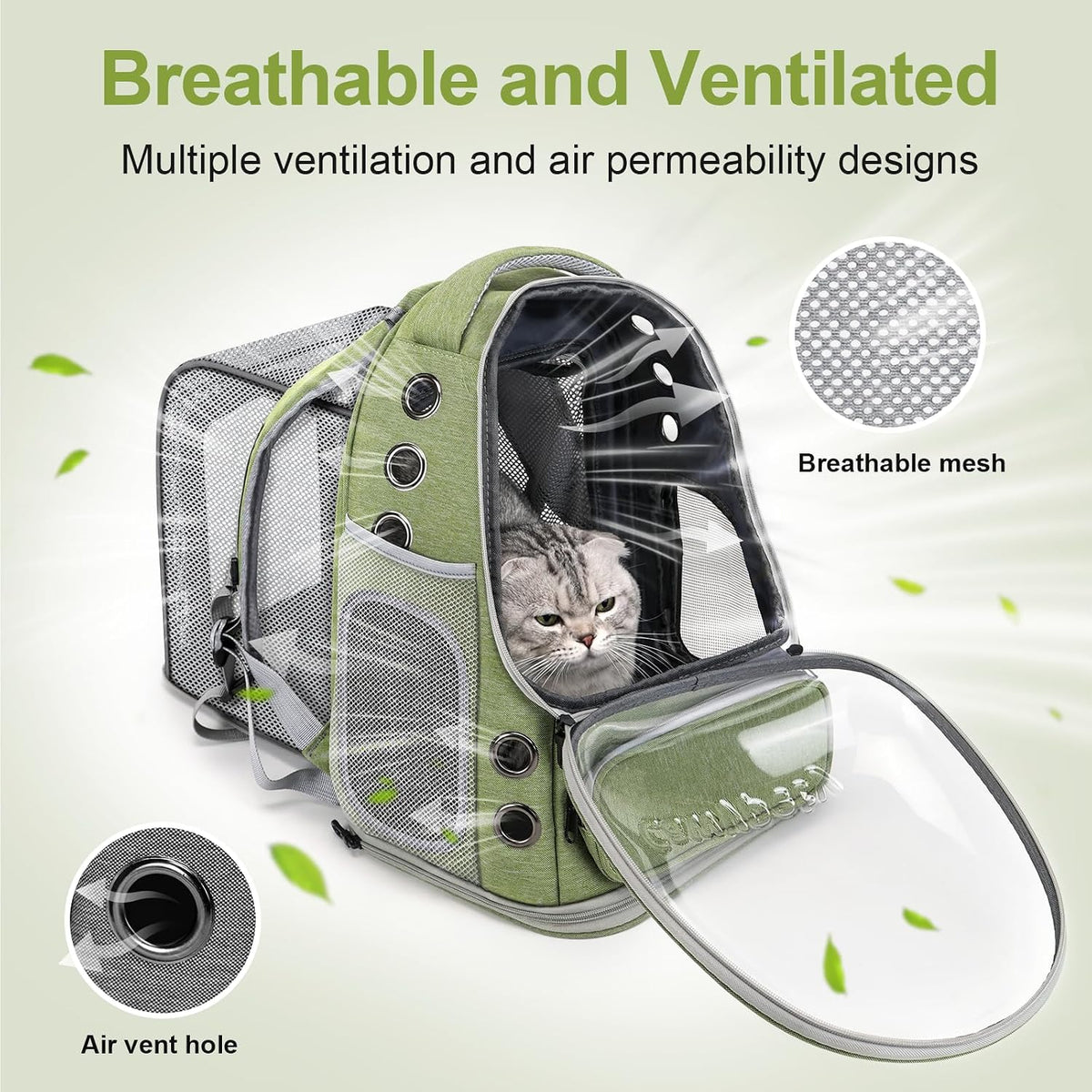Cawypety Expandable Cat Backpack Large Space Cat Bubble Backpack Carrier