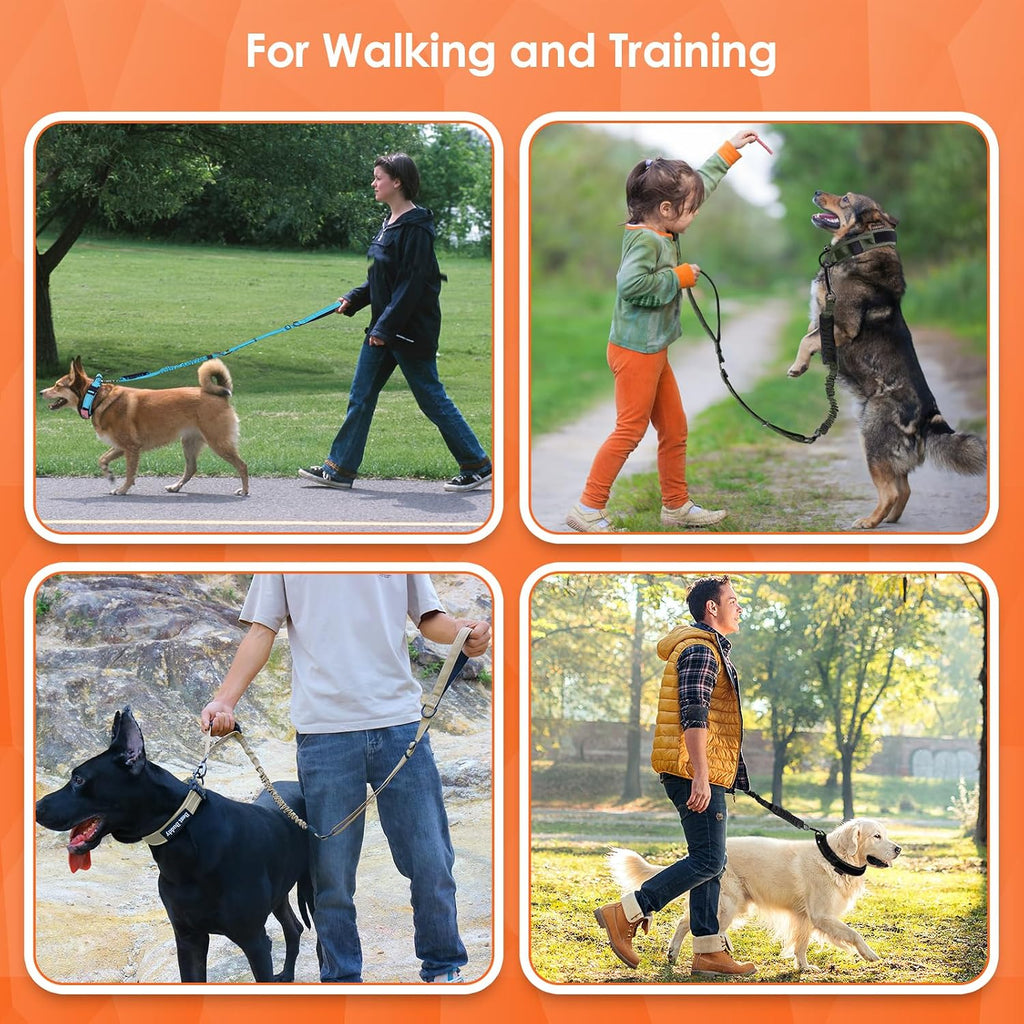 AUBELL Tactical Dog Leash Heavy Duty,4-6ft No Pull Bungee Leash,Orange