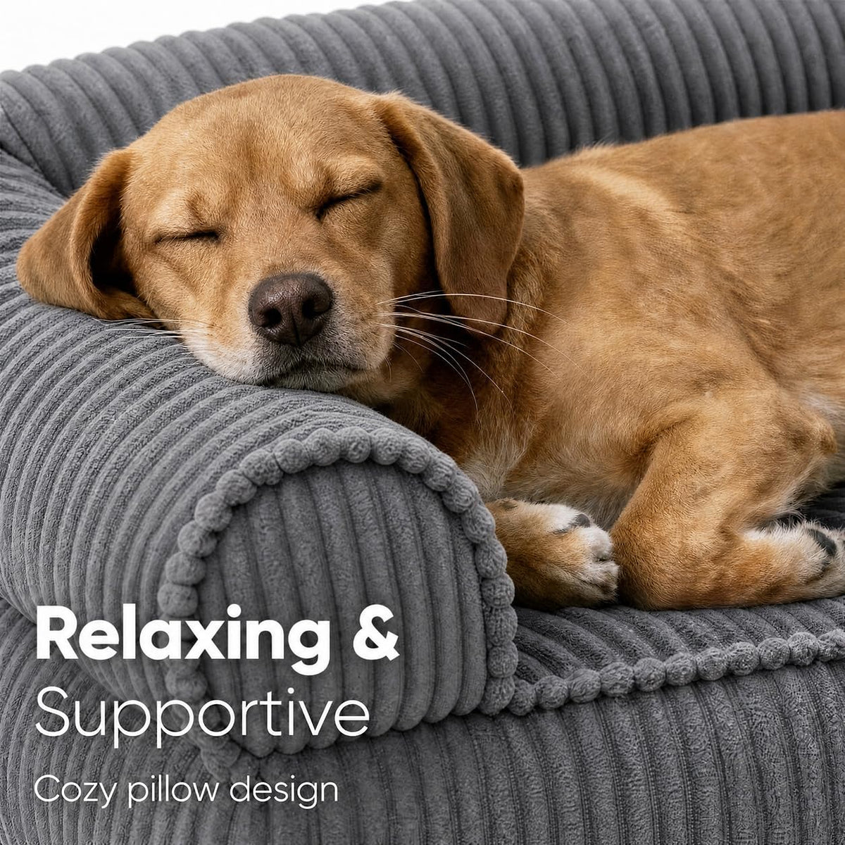 FUKUMARU Dog Couch Bed, Corduroy Cozy Cat Bed, Waterproof, Washable Cover