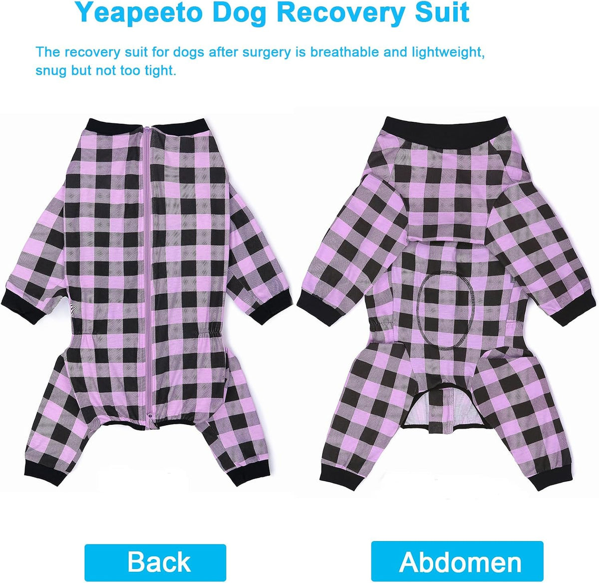 Dog Recovery Suit Full-Zipper After Post-Surgery Large Medium Dogs, Dog Bodysuit for Prevent Licking& Chewing Wounds Onesies Cone Alternative (Purple, 2X-Large)
