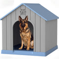 Fancyango Large Dog House for Medium to Large Dogs – Sturdy Plastic Waterproof Doghouse for Indoor/Outdoor Use with Air Vents and Elevated Floor Easy to Clean and Assemble (Blue, 36.2"L × 38"W × 38"H)