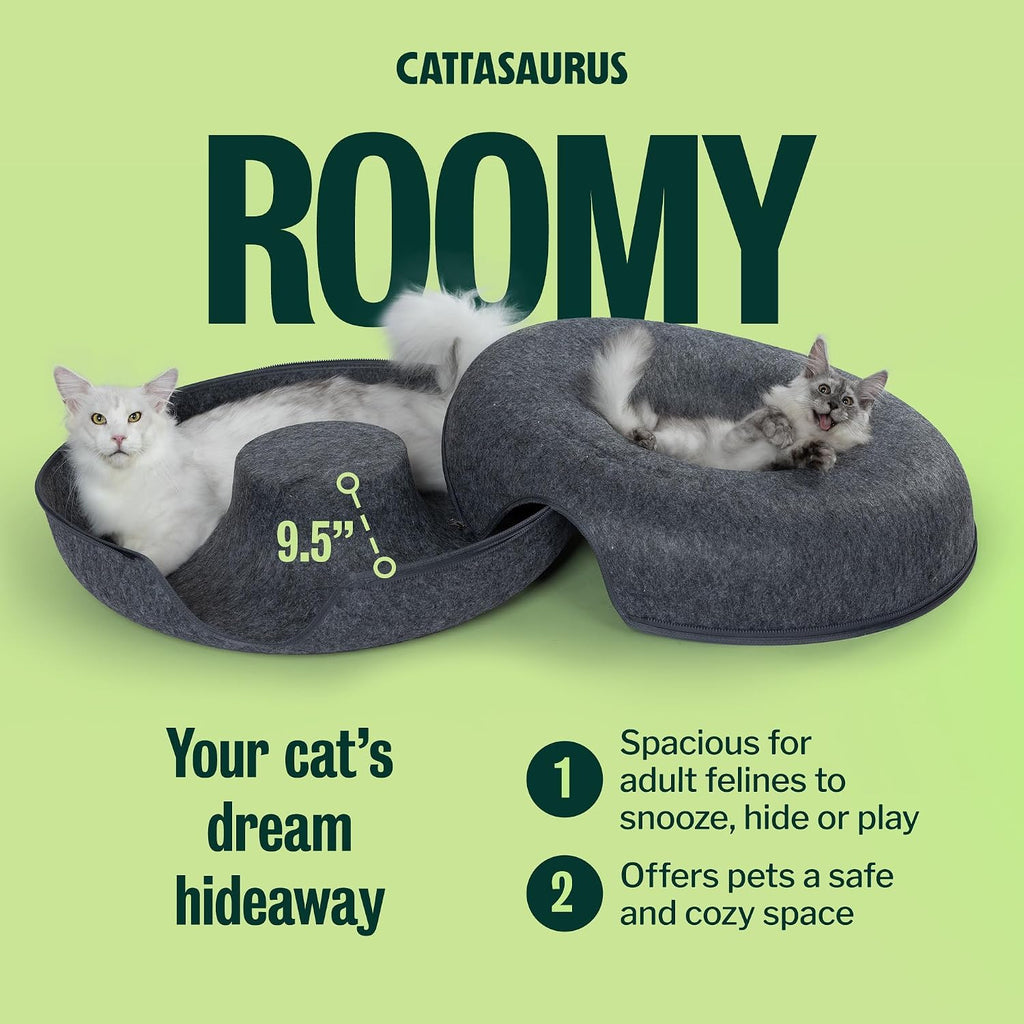 Peekaboo Cat Cave Donut for Multiple & Jumbo Cats up to 45 lbs, Dark Gray