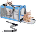 Pet Carrier for Large Cats of 20 Lbs, Collapsible Carrier Bag for Big Cat or 2 Kittens,Soft Sided Puppy Carrier with Sturdy Travel Transport Strap, Adequate Ventilation, 4 Mesh Windows (Blue)