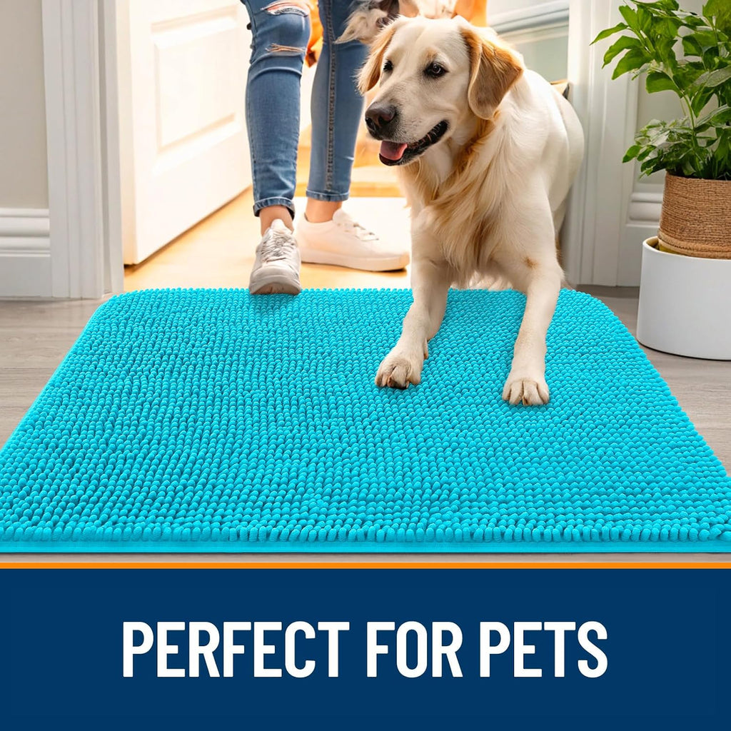 OLANLY Dog Door Mat for Muddy Paws 59x24, Super Absorbent Chenille Mud Mat