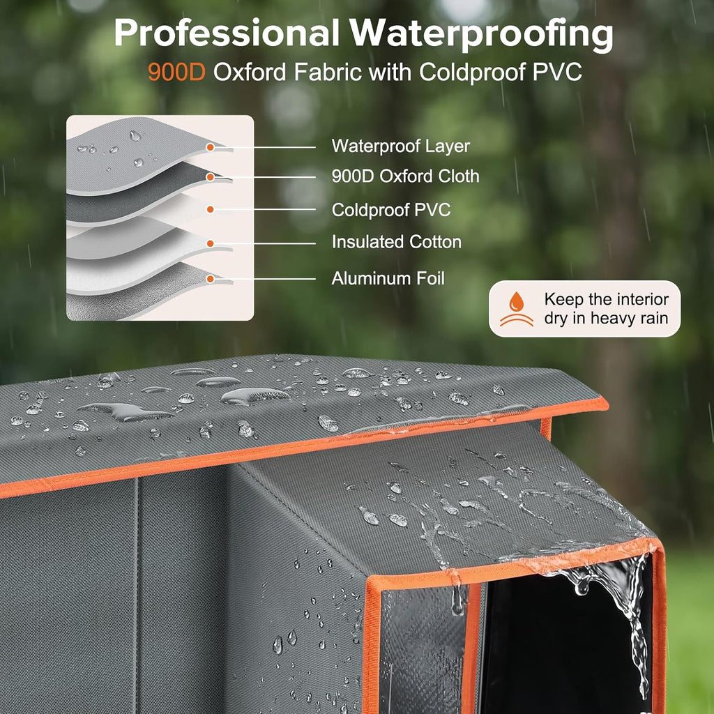 Heated Cat House for Outside in Winter, Weatherproof Outdoor Cat House with Cat Heating Pad, Waterproof &Safe Escape Door, Insulated Cat Shelter with Heater for Feral Barn Cats Kitty