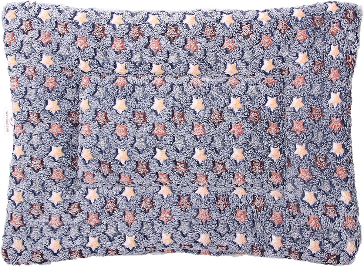 FJWYSANGU Fluffy Pet Cat Blanket Soft Coral Velvet Pet Puppy Cushion Mat Warm Cover Soft Pad Mat(Star V2/Dark Blue,X-Large)