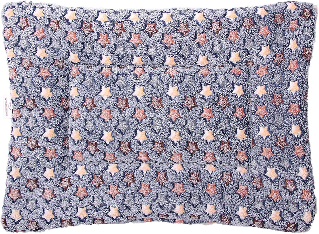 FJWYSANGU Fluffy Pet Cat Blanket Soft Coral Velvet Pet Puppy Cushion Mat Warm Cover Soft Pad Mat(Star V2/Dark Blue,Medium)
