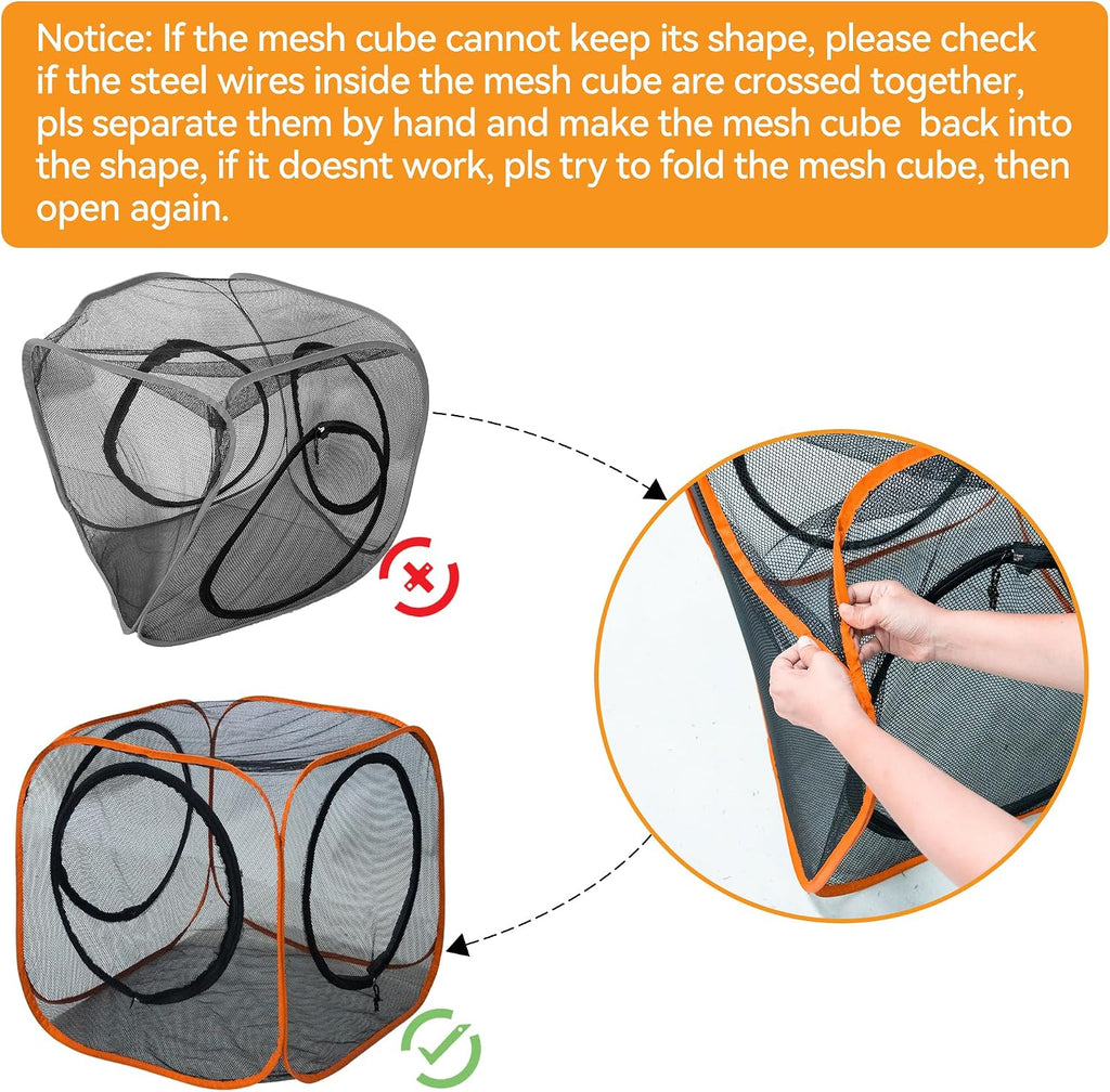 Cat Play Tunnel + Cube(with Three Ways) for Indoor and Outdoor, Cat Playpen, Play Enclosures, Collapsible Cube, Tunnel, Easy to Connect with Tent 2 Cubes + Run Tunnel