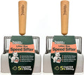 Sprinkle & Sweep: Litter Box Speed Sifter- 2 Pack - Metal Scoop, Comfortable Wood Grip, Washable Stand, Efficient Cleaning, Cat & Pet Maintenance
