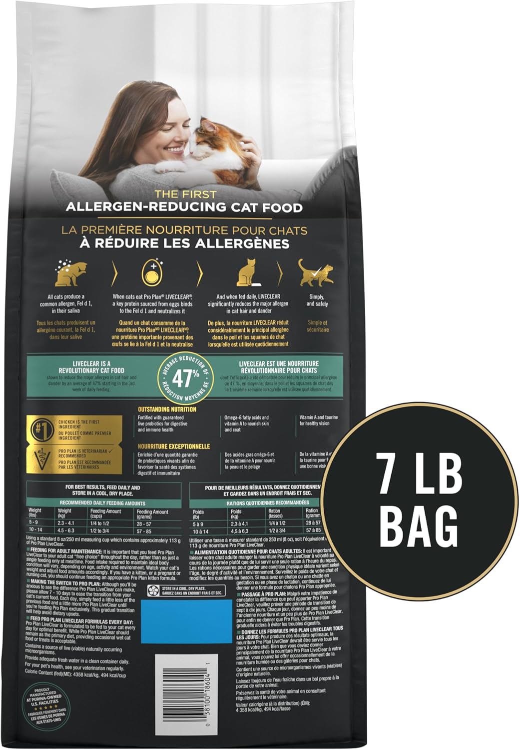 Purina Pro Plan LiveClear Allergen Reducing Dry Cat Food, Chicken, 7 lb