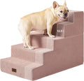 EHEYCIGA Dog Stairs for Bed 22.5" H, 5-Step Extra Wide Dog Steps, Pink