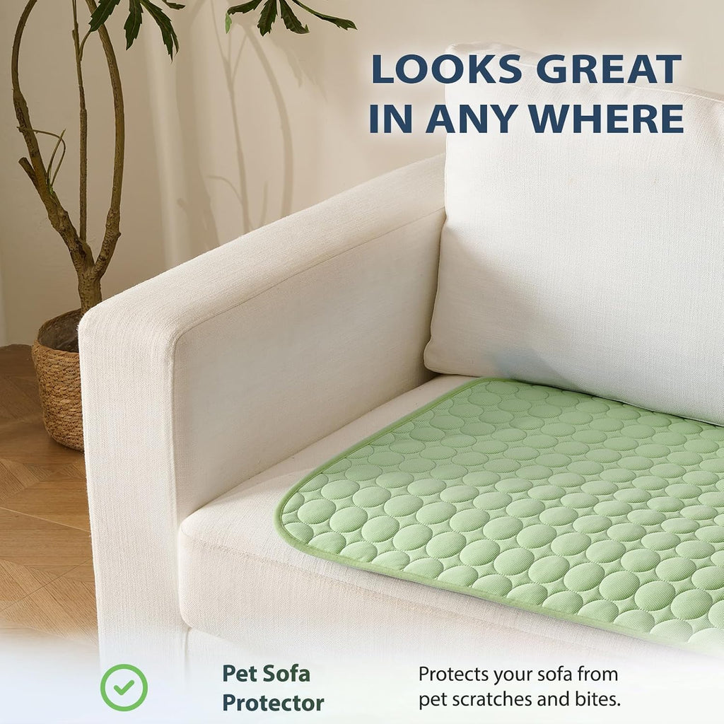 MICROCOSMOS Summer Cooling Mat & Sleeping Pad- Water Absorption Top, Materials Safe, Easy Carry, EZ Clean. Keep Cooling for Pets, Kids and Adults.(Green, 24" x18")