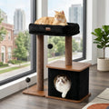 29" Small Cat Tree, Boho Wood Cat Tower with Sisal Scratching Post