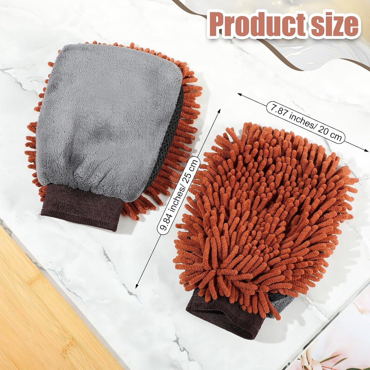 Teenyyou 2 Pcs Dog Towel Chenille Microfiber Pet Grooming Gloves,Brown