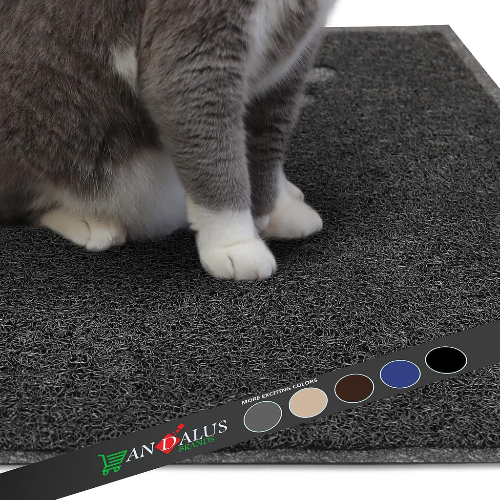 Andalus Extra Large Cat Litter Mat, Pack of 1 - Waterproof, Non-Slip & Easy to Clean Cat Litter Box Mat for Extra Efficient Pet Litter-Trapping, Grey (35” X 23”)