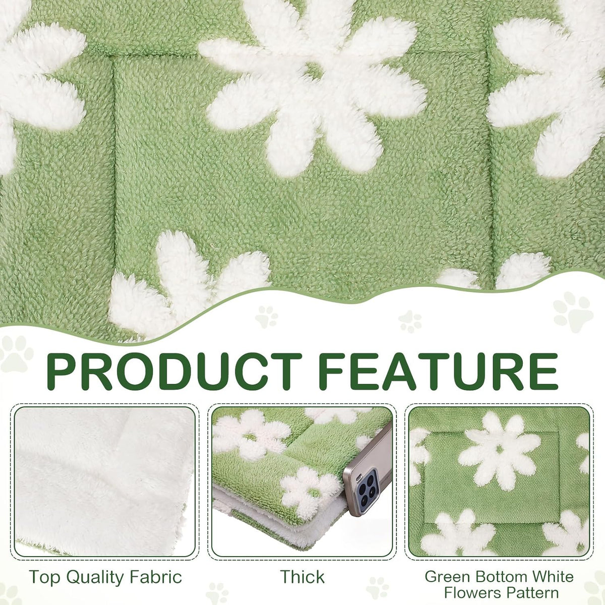 Haull 4 Pcs Waterproof Guinea Pig Bedding Mat, White Flowes, 13 x 10