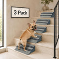 Dog Ramp for Stairs 3 Pack, Gentle Slope Pet Steps with Washable Cover, Non-Slip Adhesive Pads, Indoor Pet Ramp for Small, Medium & Senior Dogs
