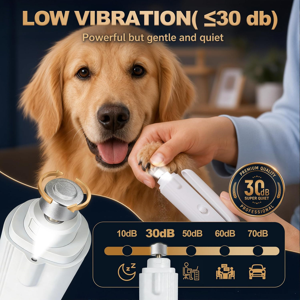 Dog Nail Clippers with Light & Grinder, See the Quick on Black Nails Pink
