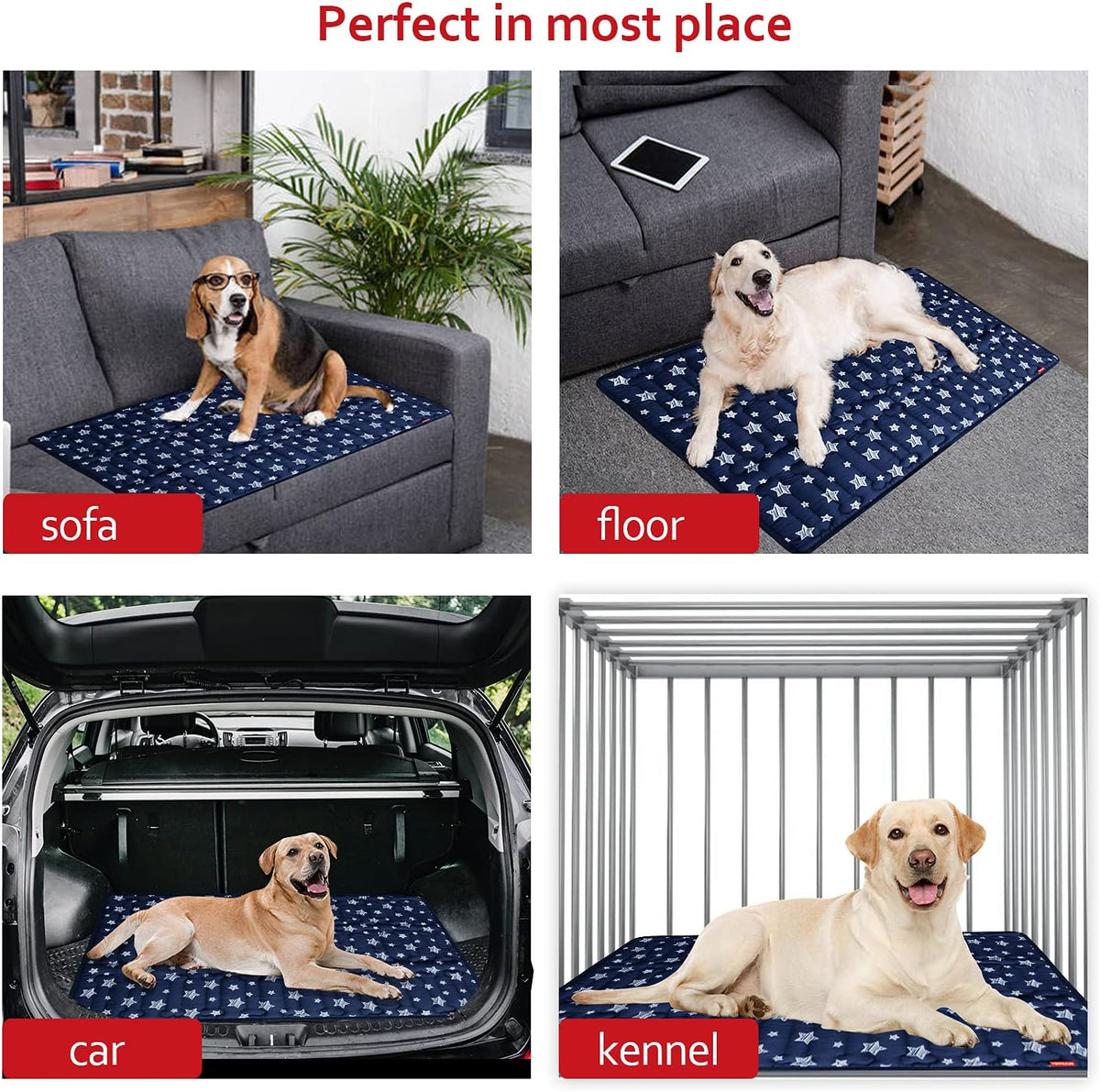 Dog Crate Pad Mat (42" X 28"), Soft Dog Bed Mat with Cute Prints