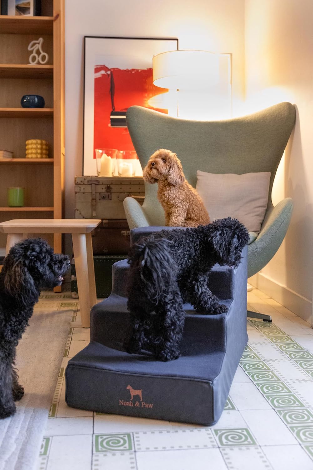 Noah & Paw Dog Steps for Bed, Up to 150lb, Extra Wide Dog Stairs for Bed