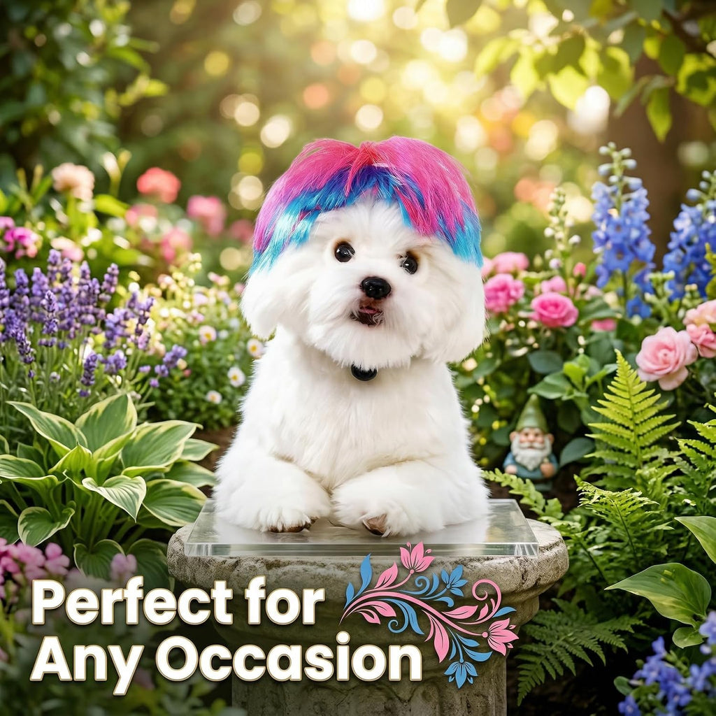 6-Piece Fun Pet Wig Set Cosplay Wigs & Costumes for Cats and Dogs - Ideal for Christmas, Pet Festivals, Halloween and Other Parties