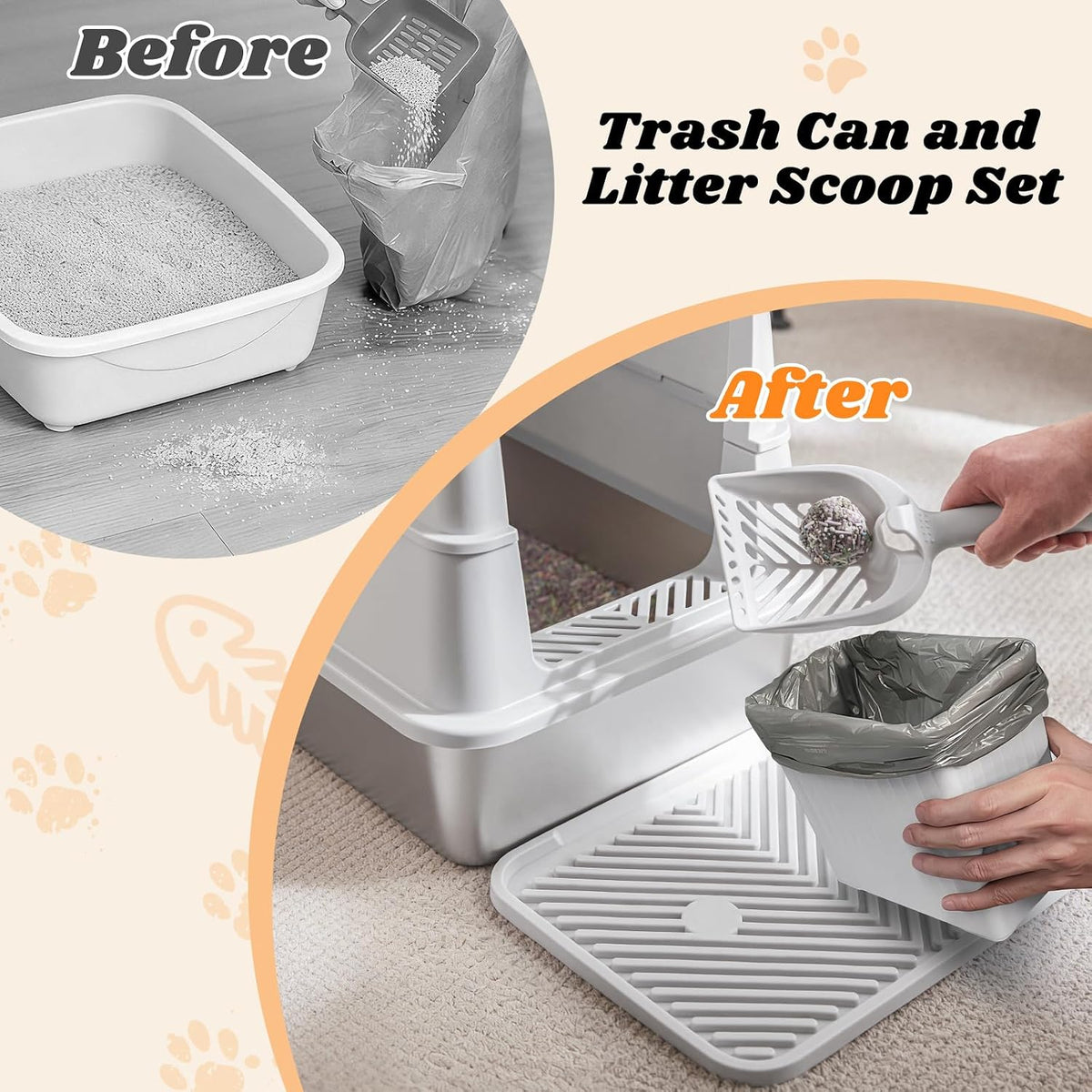 Stainless Steel Litter Box with Lid | Extra Large Enclosed Cat Litter Box | High Sided Metal Litter Boxes for Big Cats | 100% Anti-Urine Leakage | Odor‑Resistant | Non-Stick with Litter Scoop Set & Mat