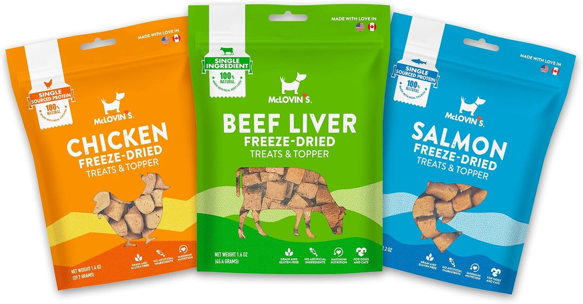 McLovin's Freeze Dried Dog Treats & Toppers, Variety Pack 4.2oz, USA Made