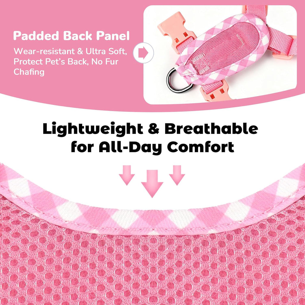 ABRRLO Cute Puppy Harness and Leash Set for Small Dogs Cats Girls,Pink,S