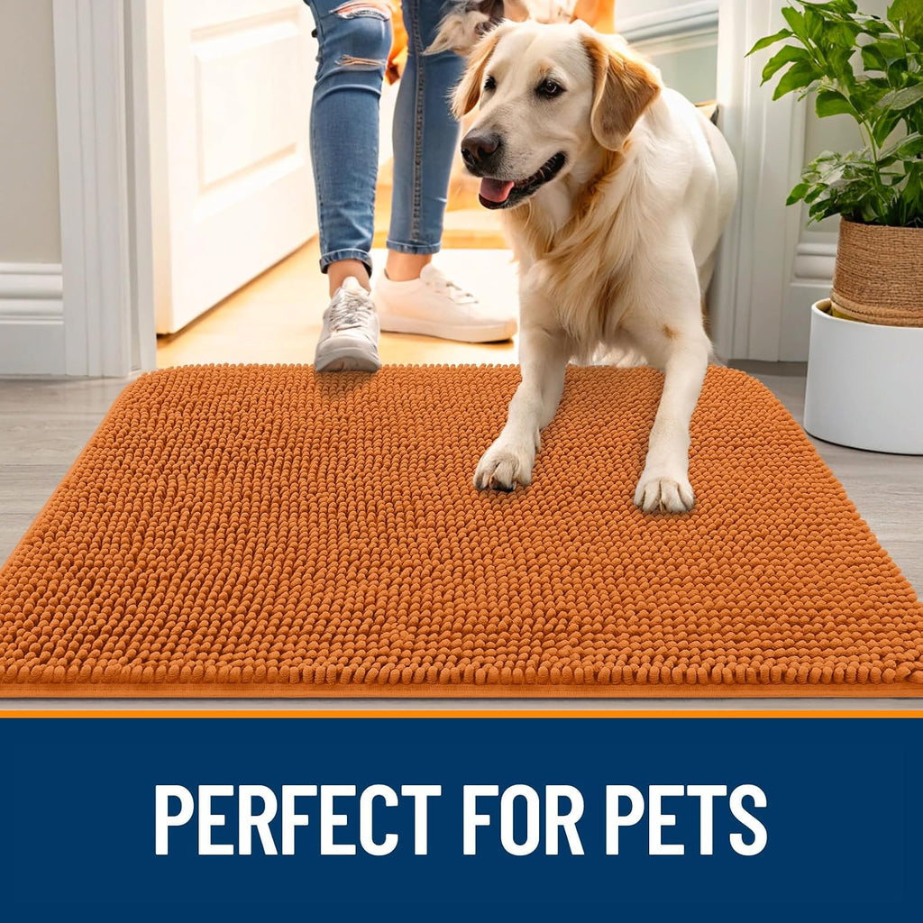 OLANLY Dog Door Mat for Muddy Paws 54x24, Super Absorbent Chenille Mud Mat