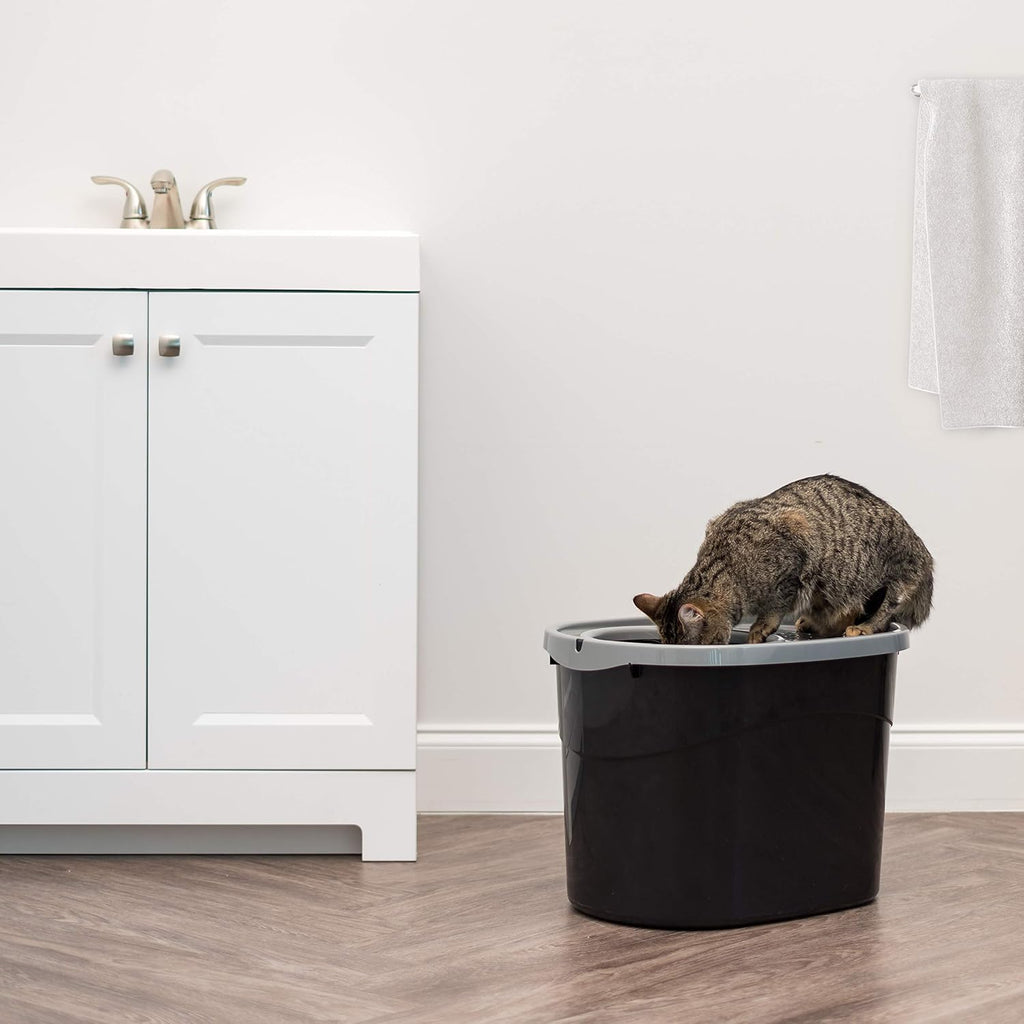 IRIS USA Large Top Entry Cat Litter Box, Hooded Privacy, Black/Gray | Multi-Cat Households, Protected Interior, Enclosed Top Access, Dog Proof Pan, Reduced Tracking, Odor Trapping