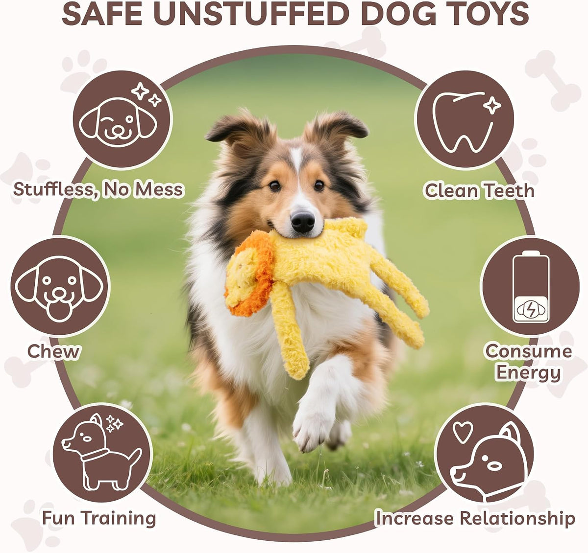 SHARLOVY No Stuffing Dog Toys 5 Pack, Crinkle Interactive Dogs Toy for Boredom, Puppy Toys for Teething to Keep Them Busy, Cute Squeaky Dogs Toy for Small, Medium, and Large Breed