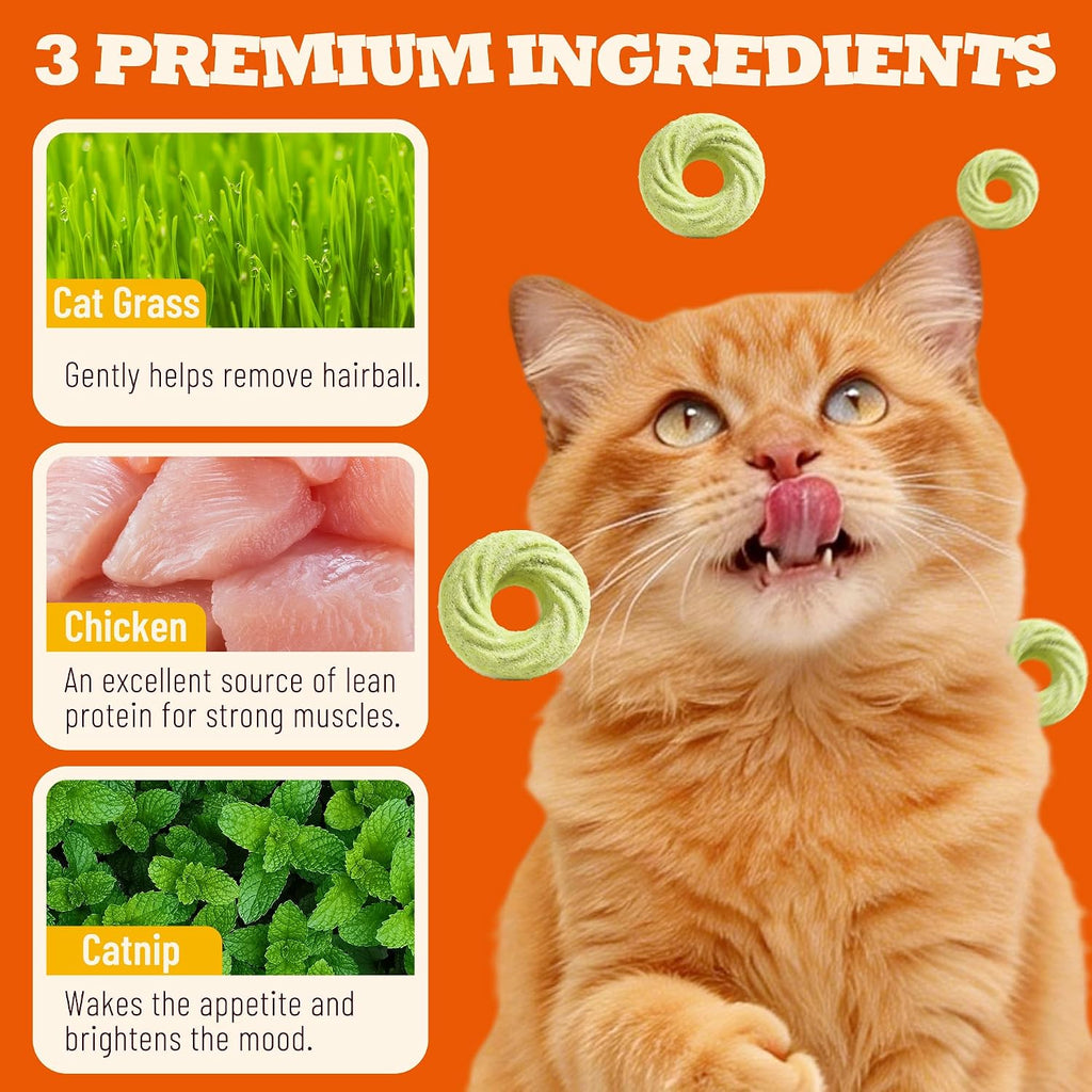 8 oz Cat Grass Treats - Hairball Control & Catnip Flavor