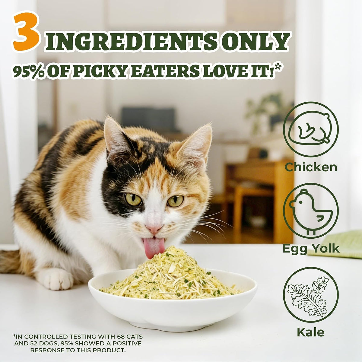 Wellix Freeze Dried Dog and Cat Food Toppers with Kale & Egg Yolk, 7.05oz