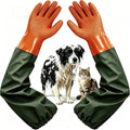 YOFANG 27.2" Long Sleeve Pet Grooming Bathing Gloves Anti-Scratch