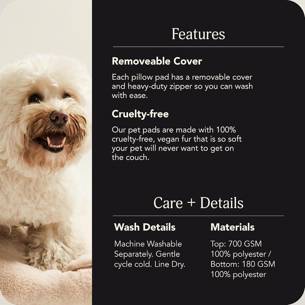 UnHide Floof Pet Pillow, Extra Soft Dog Bed with Removable Faux Fur Cover