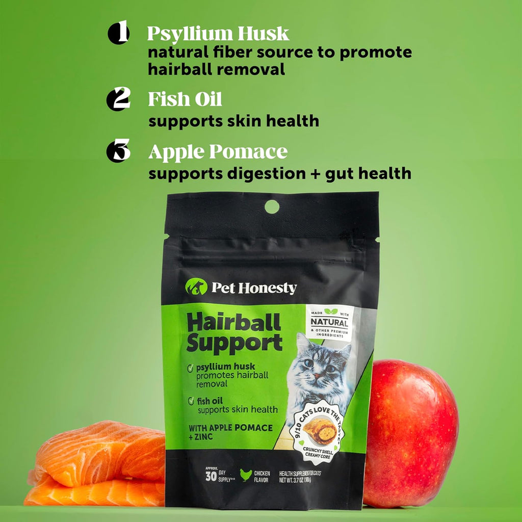 Pet Honesty Vet Backed Cat Hairball Remedy Chews, Chicken, 30-Day Supply