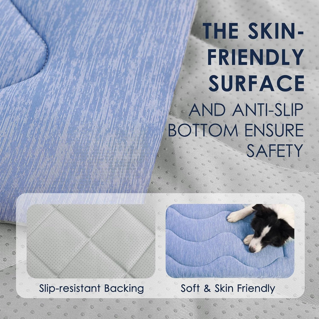 ASENKU Dog Cooling Mat, Portable & Durable Cooling Mat for Dogs, Summer Anti-Slip Breathable Cooling Bed for Large Dogs 60–100 lbs (Golden Retriever, Lab, German Shepherd), 43x32 inches, Blue Diamond