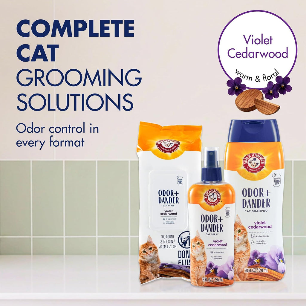 Arm & Hammer Cat Odor Control Wipes, Violet Cedarwood, 100 Count