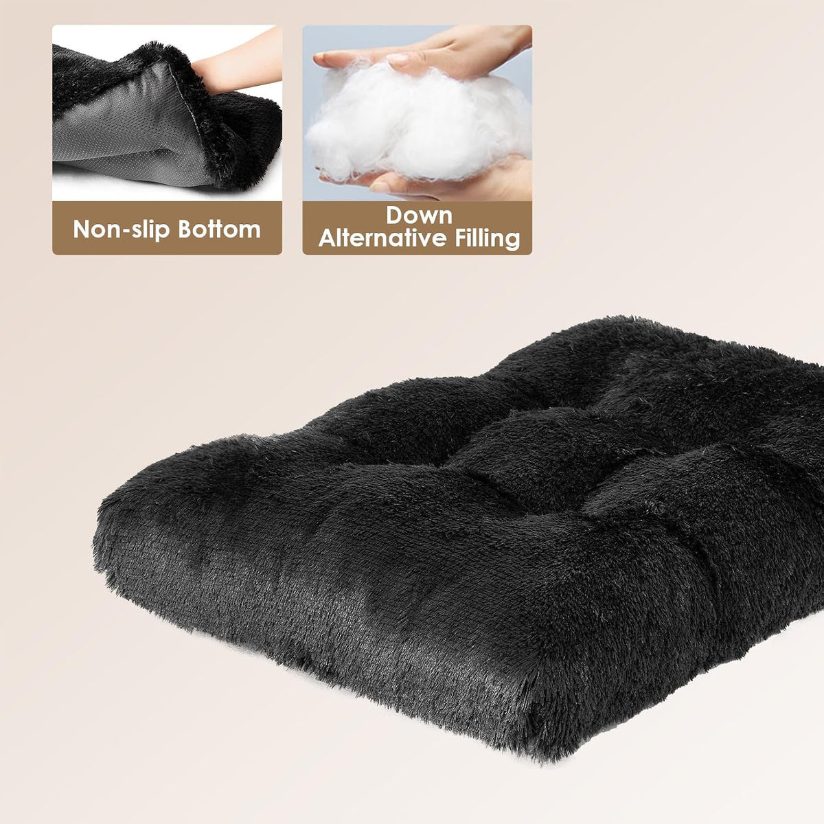 EHEYCIGA Fluffy Dog Crate Bed, Plush XX Large Dog Pillow, Black