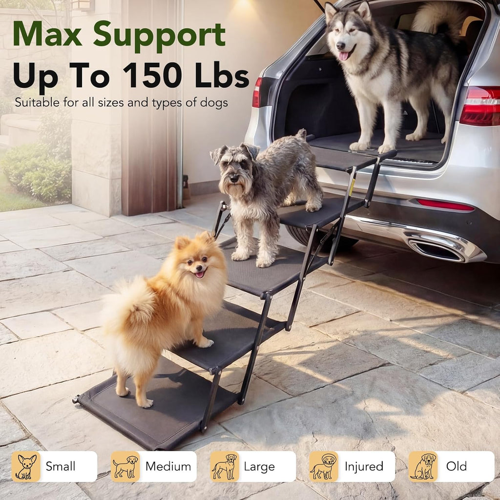 Extra Wide Dog Ramp for Car,Foldable Dog Steps for Truck SUV,150 Lbs